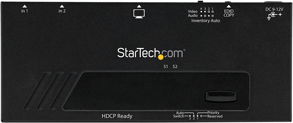 StarTech.com 2 Port HDMI Switch w/ Automatic and Priority Switching - 2 In 1 Out HDMI Selector with Automatic Priority Switching – 1080p (VS221HDQ),Black
