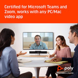 Poly Studio - 4K USB Video Conference System (Polycom) - Camera, Microphone, and Speaker Bar for Small &amp; Medium Conference Rooms - Presenter Tracking, NoiseBlock AI, Autoframing - Teams/Zoom Certified Medium Room (6-10) USB Video Bar