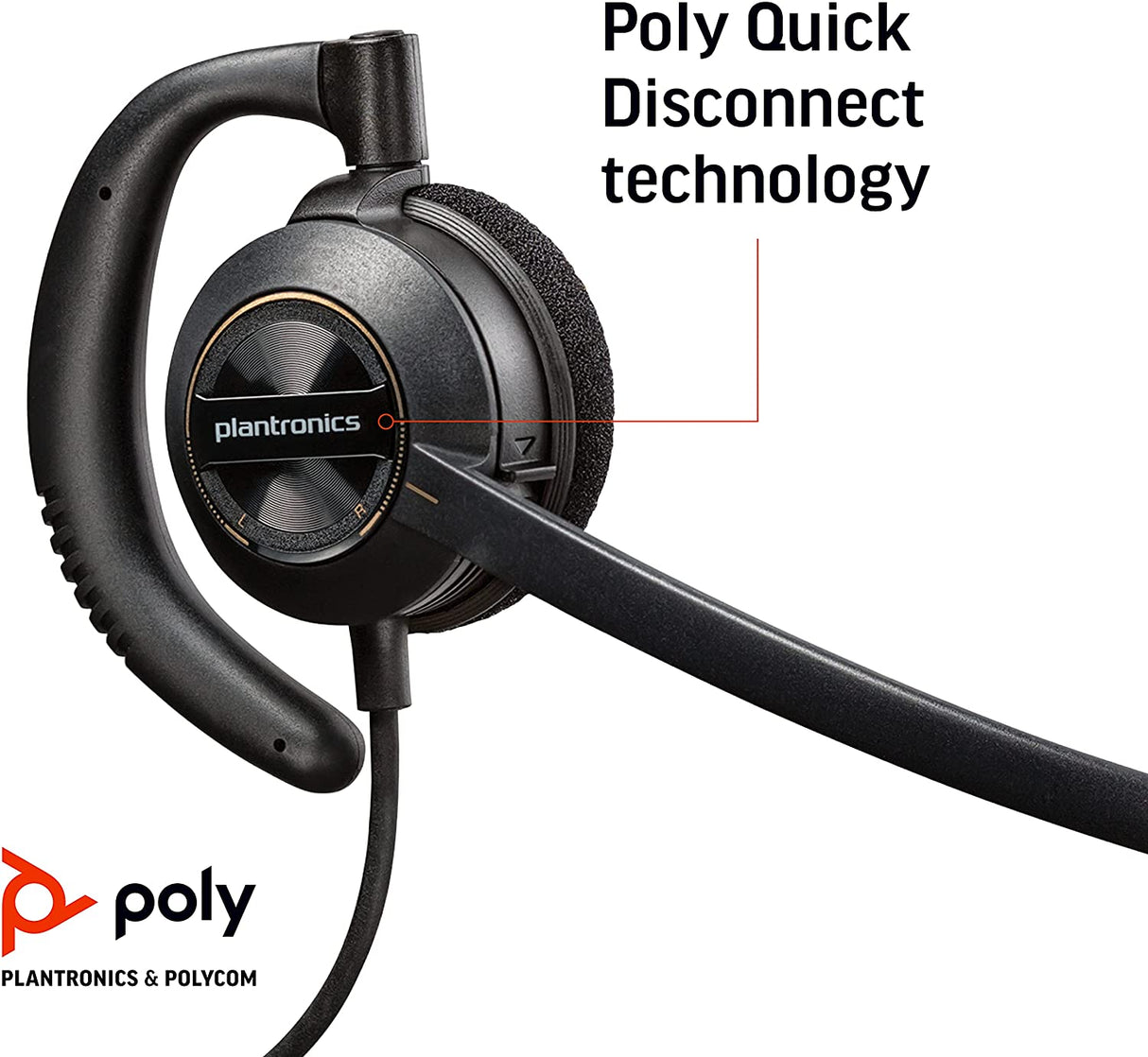 Poly - EncorePro 530 Quick Disconnect (QD) Headset (Plantronics) - Works with Poly Call Center Digital Adapters (Sold Separately) - Acoustic Hearing Protection - Over-the-Ear Wearing Style