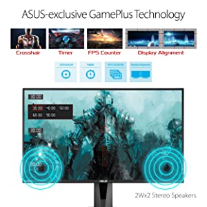 ASUS VG278QR 27” Gaming Monitor 165Hz Full HD (1920 x 1080) 0.5ms G-SYNC Eye Care DisplayPort HDMI DVI, Black 27" FHD 0.5ms 165Hz G-SYNC Height Adjustable