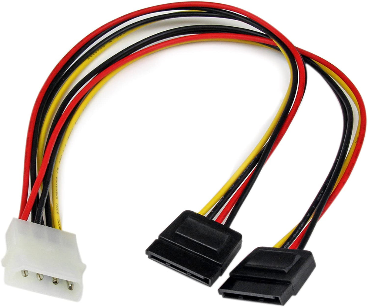 StarTech.com 12in LP4 to 2x SATA Power Y Cable Adapter - Molex to to Dual SATA Power Adapter Splitter (PYO2LP4SATA)