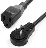 StarTech.com 10ft (3m) Power Extension Cord - 360° Rotating Flat Plug Extension Cord - NEMA 5-15P to NEMA 5-15R, 16 AWG, 125V/15A - Black Short 3-Prong Power Extender Cable - UL Certified (RTPAC10110)