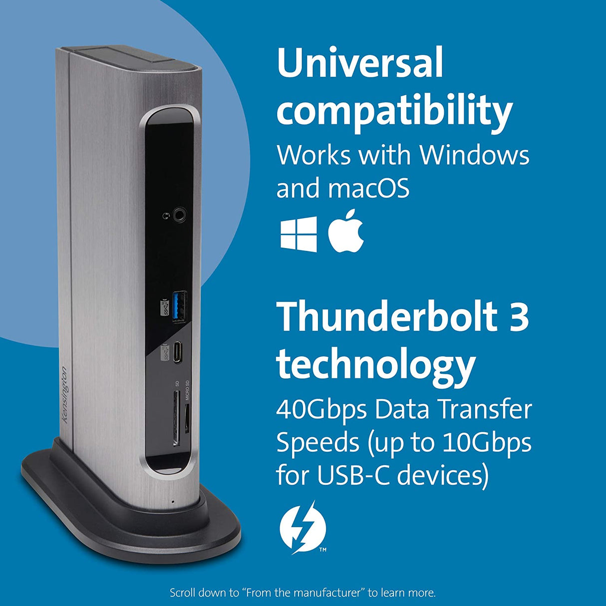Kensington SD5600T 14-in-1 USB-C and Thunderbolt 3 Dock - Compatible with Mac and Windows, 96W Laptop Charging, 2X HDMI 2.0 and DisplayPort, 7X USB Ports, Ethernet, Audio, SD/MicroSD (K34009US)