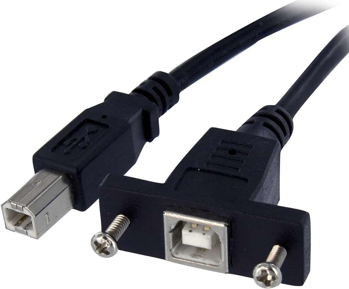 StarTech.com 3 ft Panel Mount USB Cable B to B - F/M - Panel Mount USB Extension USB-B Female to USB-B Male Adapter Cable - USB-B (F) Port (USBPNLBFBM3)
