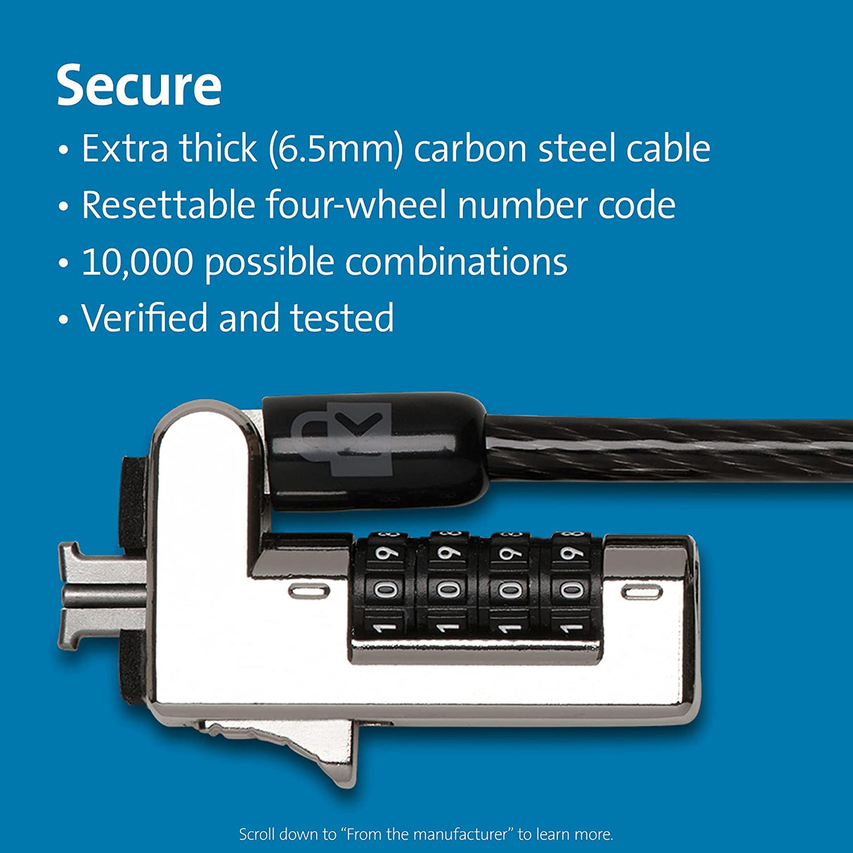 Kensington Slim Combination Ultra Cable Lock for Standard Slot (K60628WW)