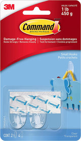 3M Compatible parts 2 Hooks Plus 4 Strips Clear Small Adhesive Hooks