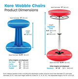 Kore design Kore Kids Adjustable Height Standard Wobble Chair - Flexible Seating Stool for Classroom, Elementary School, ADD/ADHD - Assembled in The USA, Dark Blue (14in-19in) Dark Blue 14in-19in