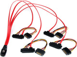 StarTech.com 50cm Internal Serial Attached SCSI Mini SAS Cable - SFF8087 to 4x SFF8482 - Internal Mini SAS Cable (SAS808782P50) , Red