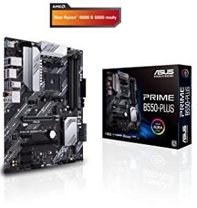 ASUS Prime B550-PLUS AMD AM4 Zen 3 Ryzen 5000 &amp; 3rd Gen Ryzen ATX Motherboard (PCIe 4.0, ECC Memory, 1Gb LAN, HDMI 2.1, DisPlayPort 1.2 (4K@60HZ), Addressable Gen 2 RGB Header and Aura Sync)