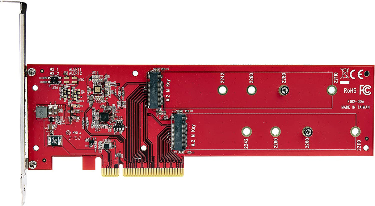 StarTech.com Dual M.2 PCIe SSD Adapter Card, PCIe x8 / x16 to Dual NVMe or AHCI M.2 SSDs, PCI Express 4.0, 7.8GBps/Drive, Bifurcation Required - Windows/Linux Compatible (DUAL-M2-PCIE-CARD-B)