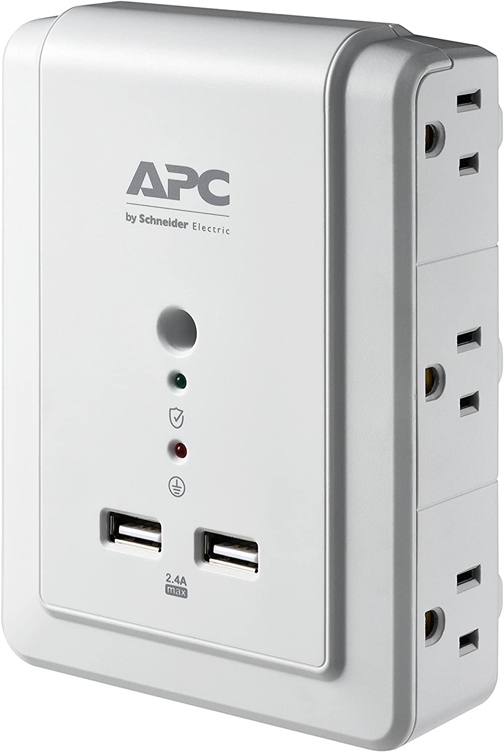 APC Wall Outlet Plug Extender, Surge Protector with USB Ports, P6WU2, (6) AC Multi Plug Outlet, 1080 Joule Surge Protection Beige + USB Charging