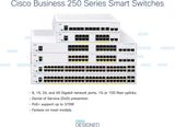 Cisco Business CBS250-8P-E-2G Smart Switch | 8 Port GE | PoE | Ext PS | 2x1G Combo | Limited Lifetime Protection (CBS250-8P-E-2G-NA) 8-port GE / PoE+ / 67W / 2 x GE uplinks / External Power Supplier Switch
