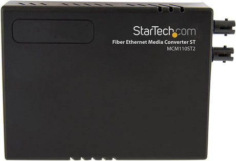 StarTech.com 10/100 Mbps Ethernet to Fiber Optic Media Converter - ST Multimode - 1310nm - 2km - Full/Half Duplex (MCM110ST2) Black