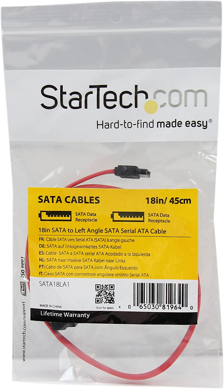 StarTech.com 18in SATA to Left Angle SATA Serial ATA Cable - F/F (SATA18LA1) 18 inch Left Angle