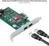 SIIG Dual Profile 2-Port FireWire 400 PCIe Card, PCIe 1.1 x1 to Dual 6-pin 1394a Port, 400Mbps, TI XIO2213BZAY Chipset, for Windows &amp; Mac, Dual-Profile Brackets (NN-E20211-S1)