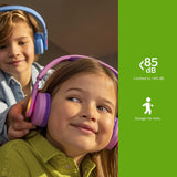 Philips K4206 Kids Wireless On-Ear Headphones, Bluetooth + Cable Connection, 85dB Limit for Safer Hearing, Built-in Mic, 28 Hours Play time, Parental Controls via Philips Headphones Purple Adjustable headband for kids Wireless with mic