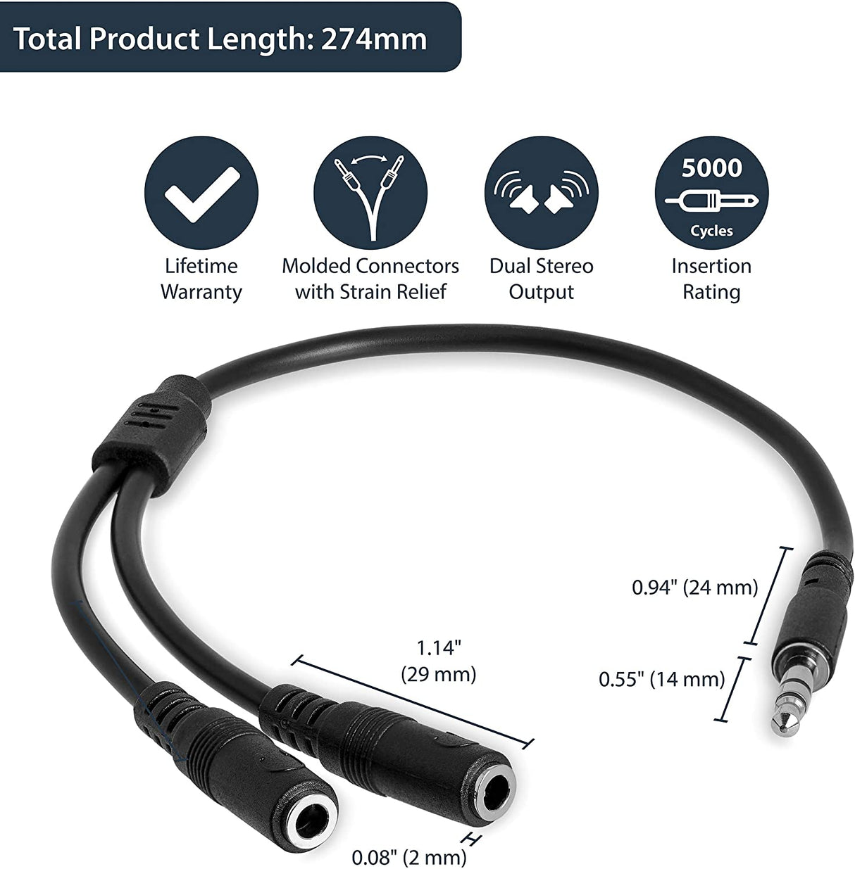 StarTech.com 2m Slim 3.5mm Stereo Extension Audio Cable - Male / Female -  Headphone Audio Extension Cable Cord - 2x Mini Jack 3.5mm - 2 m (MU2MMFS)
