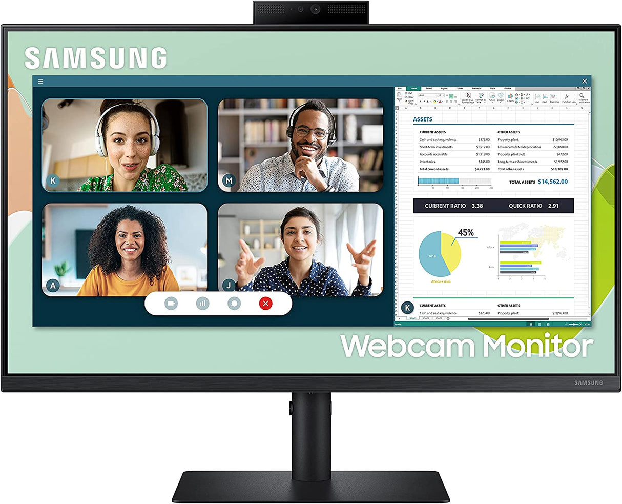SAMSUNG S40VA Series 24-Inch Computer Monitor, HDMI Monitor, 75Hz Monitor, IPS Monitor, Built-in Webcam, Built-in Speaker &amp; Mic, FreeSync Premium (LS24A400VENXZA)