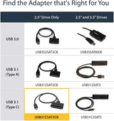 StarTech.com USB C to SATA Adapter - External Hard Drive Connector for 2.5'' SATA Drives - SATA SSD / HDD to USB C Cable (USB31CSAT3CB) Black 2.5" Cable