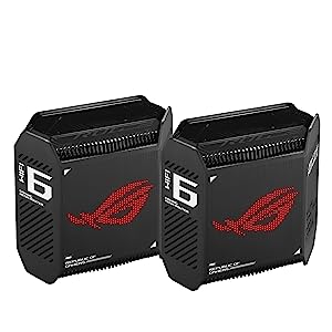 ASUS ROG Rapture GT6 (2PK) Tri-Band WiFi 6 Gaming Mesh WiFi System, Covers up to 5,800 sq ft, 2.5 Gbps Port, Triple-Level Game Acceleration, UNII 4, Free Lifetime Internet Security, Black