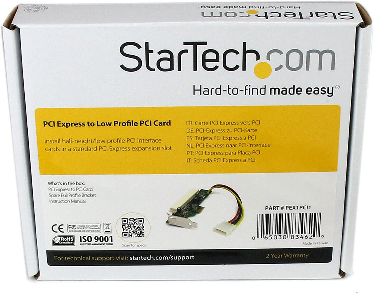 StarTech.com PCI Express to PCI Adapter Card - PCIe to PCI Converter Adapter with Low Profile / Half-Height Bracket (PEX1PCI1)