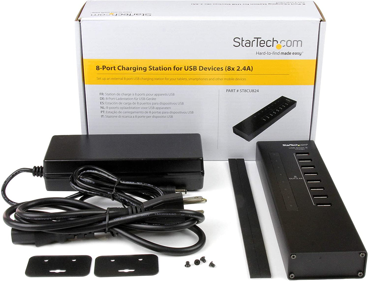 StarTech.com 8-Port Charging Station for USB Devices - 96W/19.2A - Dedicated Desktop Multi-Device USB Charging Station (ST8CU824)