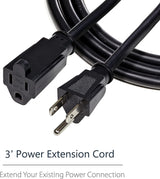 StarTech.com 3ft (1m) Power Extension Cord, NEMA 5-15R to NEMA 5-15P Black Extension Cord, 13A 125V, 16AWG, Outlet Extension Power Cable, NEMA 5-15R to NEMA 5-15P AC Power Cord - UL Listed (PAC1013) 3 ft/1 m