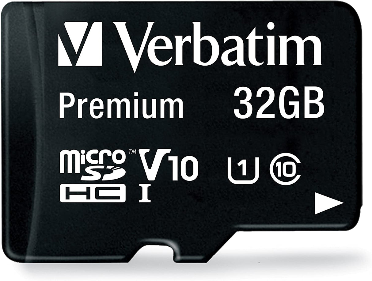 Verbatim 32GB Premium microSDHC Memory Card with Adapter, UHS-I V10 U1 Class 10, Black (44083)