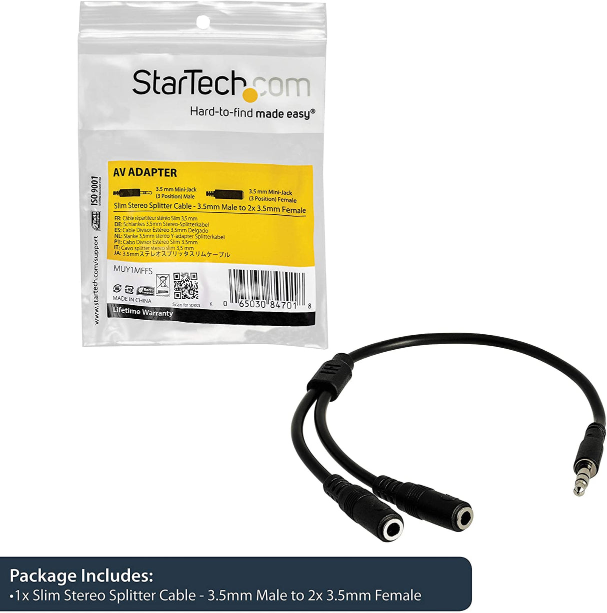  StarTech.com 3.5mm Audio Cable - 3 ft - Slim - M / M
