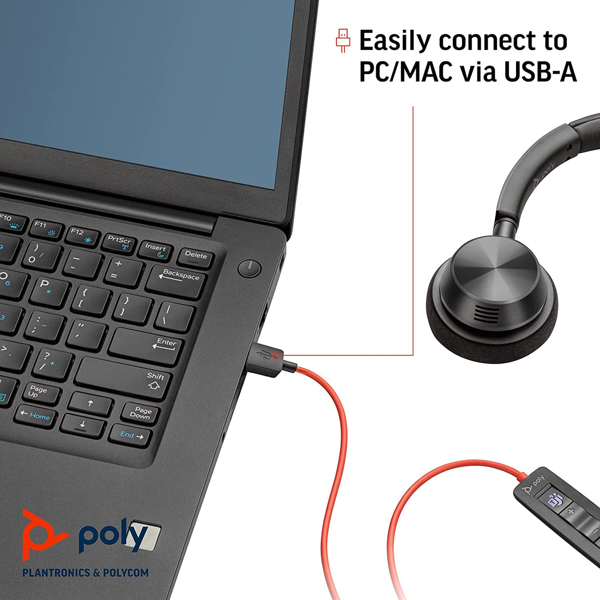 Poly Plantronics - Blackwire 3320 - Wired, Dual-Ear (Stereo) Headset with Boom Mic - USB-A to connect to your PC, Mac or Cell Phone - Works with Teams (Certified), Zoom &amp; more Normal Dual-Ear Headset