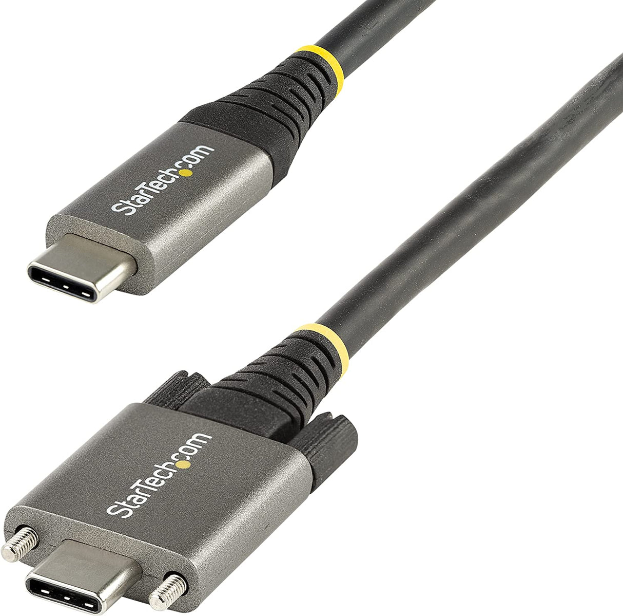 StarTech.com 3ft (1m) Side Screw Locking USB C Cable 10Gbps - USB 3.1/3.2 Gen 2 Type-C Cable - 100W (5A) Power Delivery Charging, DP Alt Mode - Dual Screw Lock - USB-C Cord Charge/Sync (USB31CCSLKV1M)