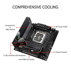 ASUS ROG Strix Z690-I Gaming WiFi 6E LGA 1700 (Intel 12th Gen) mini-ITX gaming motherboard (PCIe 5.0,DDR5,Thunderbolt 4,2.5Gb LAN,USB 3.2 Gen 2x2 front panel Type-C,2x M.2,bundled ITX expansion card)