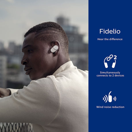 Philips Fidelio T1 True Wireless Headphones with Active Noise Canceling Pro+, Audiophile Quality, White White Fidelio | ANC PRO+