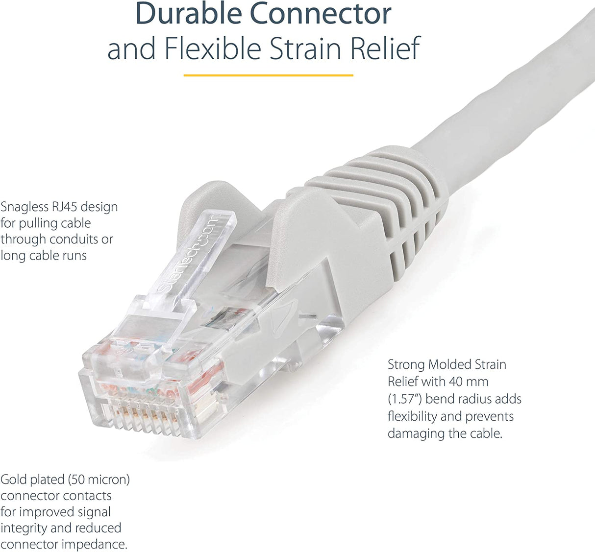 Startech 6in (15cm) CAT6 Ethernet Cable - LSZH (Low Smoke Zero Halogen) - 10 Gigabit 650MHz 100W PoE RJ45 UTP Network Patch Cord Snagless w/Strain Relief - Gray CAT 6, ETL Verified (N6LPATCH6INGR) 0.5 ft Gray