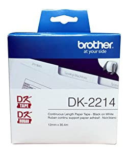 Brother DK-2214 Continuous Paper Label Roll (100 Feet, 1/2" Wide)