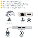 StarTech.com USB-C Multiport Adapter - USB-C Travel Docking Station w/ 4K HDMI - 60W Power Delivery Pass-Through, GbE, 2pt USB-A 3.0 Hub - Portable Mini USB Type-C Dock for Laptop - White (DKT30CHPDW) Silver