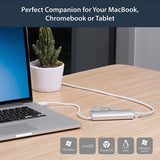 StarTech.com 3-Port USB 3.0 Hub with Gigabit Ethernet - Up to 5Gbps - Portable USB Port Expander with Built-in Cable (ST3300G3UA) Silver w/ 3 USB Ports