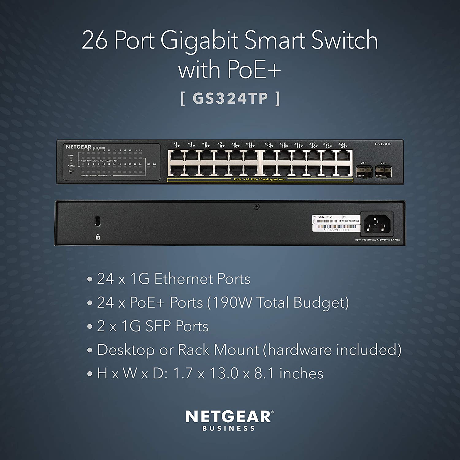 NETGEAR 26-Port PoE Gigabit Ethernet Smart Switch (GS324TP