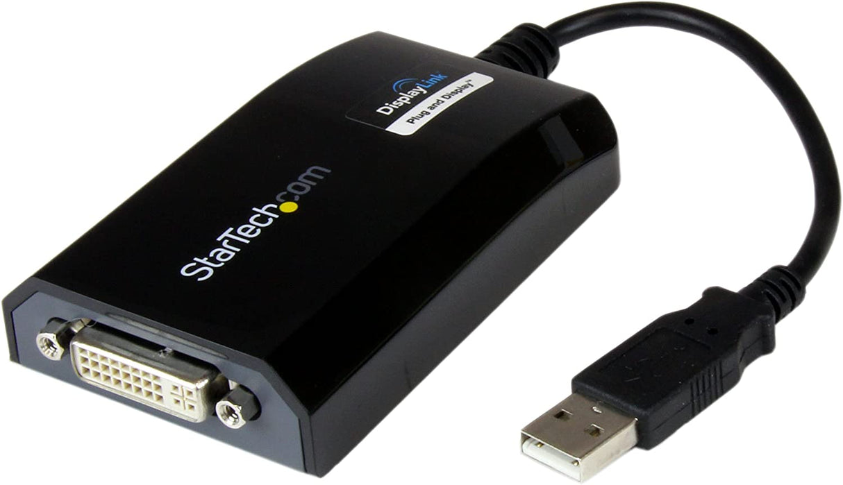 StarTech.com USB to DVI Adapter - 1920x1200 - External Video &amp; Graphics Card - Dual Monitor Display Adapter Cable - Supports Mac &amp; Windows (USB2DVIPRO2),Black USB 2.0 to DVI (DL Certified)