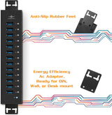 Vantec 13-Port USB 3.0 Aluminum Hub (All Data/Charging BC 1.2), 12V/5A Premium Power Adapter