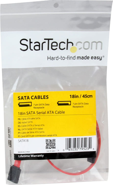 StarTech.com 18in SATA Serial ATA Cable - 18in SATA Cable - 18 SATA Cable - 18in Serial ata Cable (SATA18) 18 Inch Standard