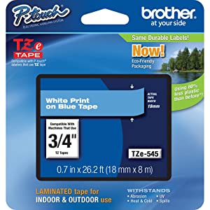 Brother Laminated Tapes, 18mm - White on Blue