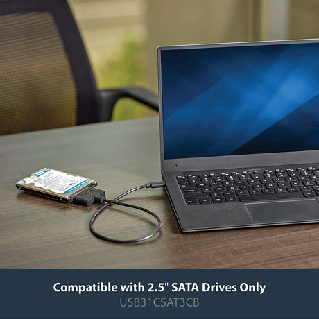 StarTech.com USB C to SATA Adapter - External Hard Drive Connector for 2.5'' SATA Drives - SATA SSD / HDD to USB C Cable (USB31CSAT3CB) Black 2.5" Cable