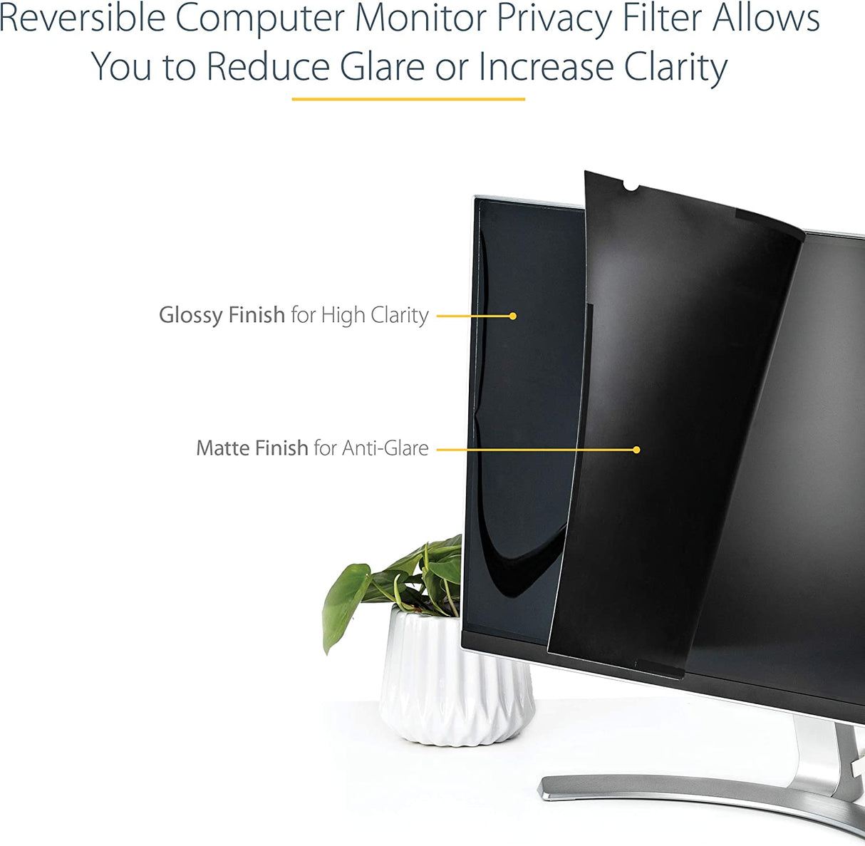 StarTech.com Monitor Privacy Screen for 24 inch PC Display - Computer Screen Security Filter - Blue Light Reducing Screen Protector Film - 16:9 Widescreen - Matte/Glossy - +/-30 Degree (PRIVSCNMON24) 16:9 24"
