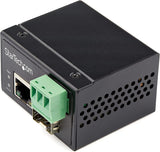 StarTech.com Industrial Fiber to Ethernet Media Converter - 100Mbps SFP to RJ45/Cat6 - Singlemode/Multimode Optical Fiber to Copper Network - 12-56V DC - IP-30/ -40 to +75C (IMC100MSFP)