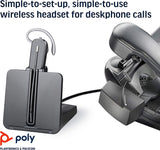 Plantronics - CS540 Wireless DECT Headset with Lifter (Poly) - Single Ear (Mono) Convertible (3 wearing styles) - Connects to Desk Phone - Noise Canceling Microphone