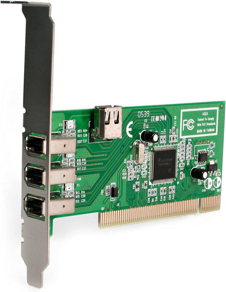 StarTech.com 4 port PCI 1394a FireWire Adapter Card - 3 External 1 Internal FireWire PCI Card (PCI1394MP) FireWire Card Adapter PCI 1394a