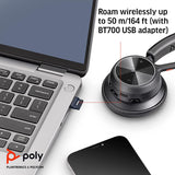 Poly (Plantronics + Polycom) Voyager 4310 UC Wireless Headset + Charge Stand (Plantronics) Single-Ear PC/Mac via USB-C Bluetooth Adapter, Cell Phone Works w/Teams (Certified), Zoom, Black (218474-02) USB-C Headset + Charge Stand (Teams Version)