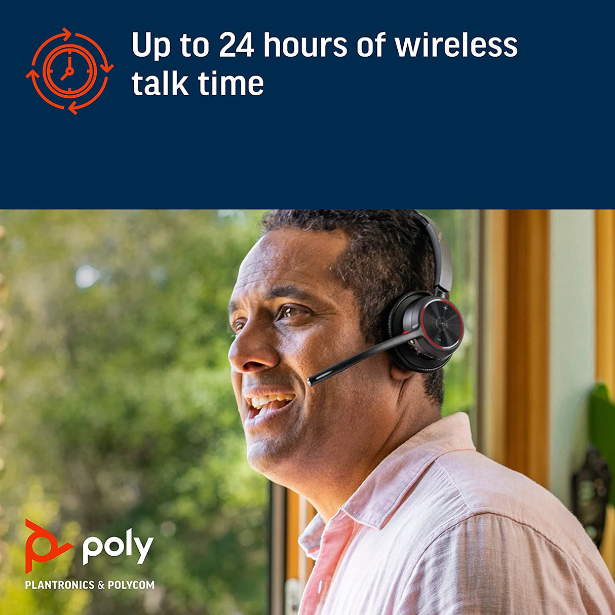 Poly - Voyager 4320 UC Wireless Headset (Plantronics) - Headphones with Boom Mic - Connect to PC/Mac via USB-A Bluetooth Adapter, Cell Phone via Bluetooth - Works with Teams, Zoom &amp; More Headset USB-A