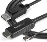 StarTech.com 10 ft. (3m) HDMI to DisplayPort Cable with USB Power - 4K 30Hz Active HDMI 1.4 to DP 1.2 Converter (HD2DPMM10), Black
